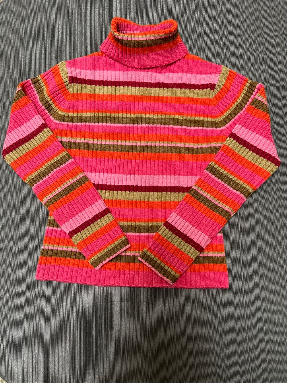 The Children's Place Ribbed Turtleneck Sweater in Pink, Orange, Brown~L (10/12)